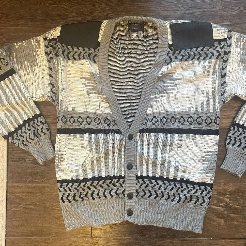 Vintage Cardigan 100% Acrylic Sweater Mens Sz L; Dad Grandpa Cosby Hip Hop